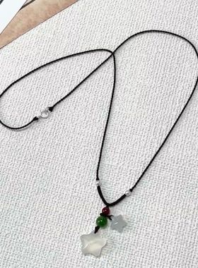 项链学生党清透小星星吊坠女士编织绝美玉石锁骨复古风小巧