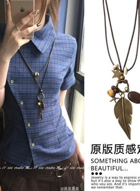 甜酷复古做旧蝴蝶结金属项链民族风波西米亚简约百搭长款圆环吊坠