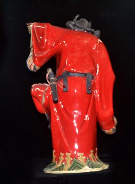 石湾新款简约现代公仔陶瓷招财引福钟馗持扇摆件家居玄关客厅摆设