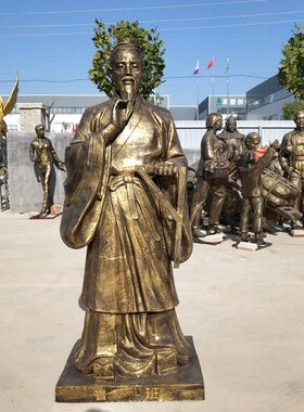 定制土木工始祖鲁班雕塑定做玻璃钢仿铜人物雕像订门口迎宾摆件