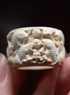猛犸戒指 猛犸牙戒指 文玩猛犸扳指 猛犸牙戒指男 猛犸麻花戒指