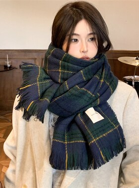 氛围感格子2024年新款围巾女秋冬季加厚保M暖百搭韩系学生护颈围