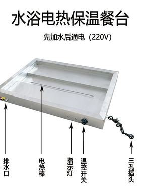 浅型快餐保温台商用加热台式自助小碗蒸菜卤味不锈钢玻璃罩售卖炉