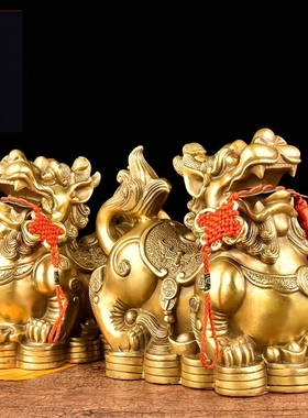 纯铜貔貅摆件一对招财家居装饰品客厅乔迁礼品办公室皮丘工艺品