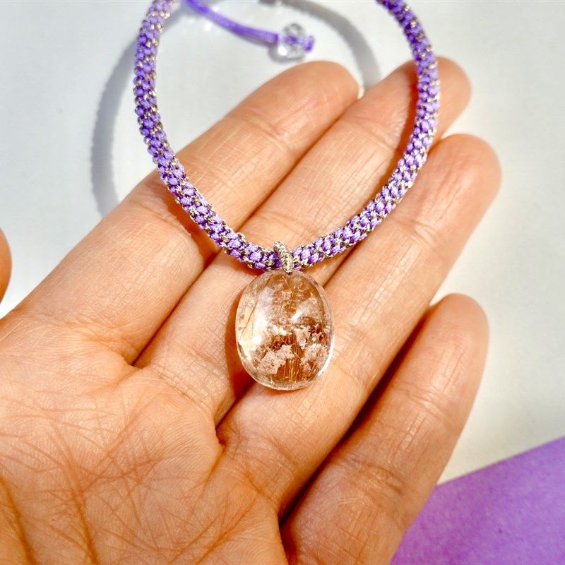 天然幽灵穿发粉水晶女士手绳手链手工编织女简约闺蜜森系手串礼物,淘宝优惠券,粉丝福利购,淘宝优惠卷