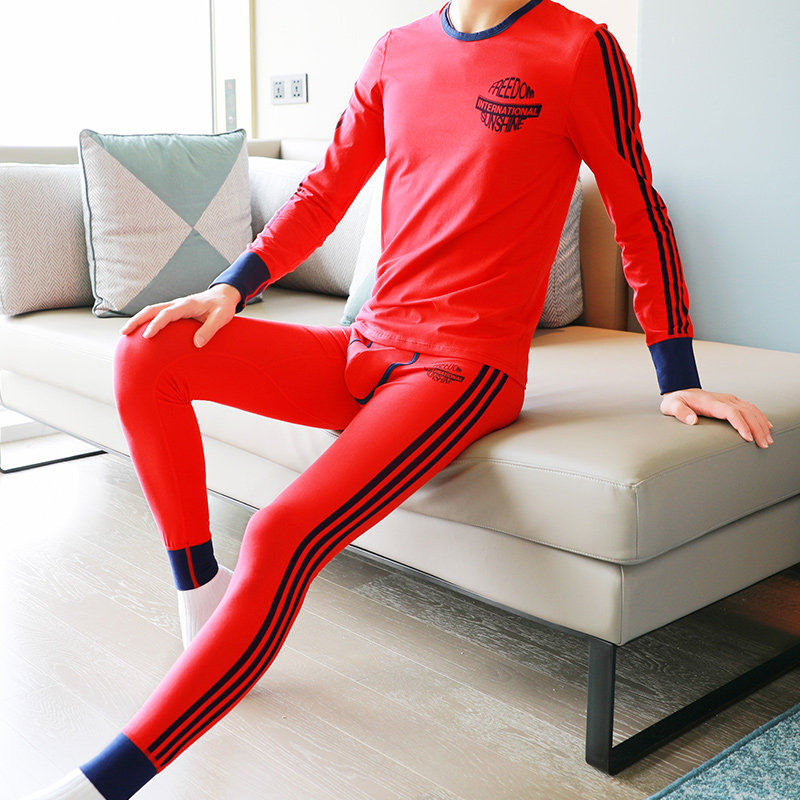 秋衣秋裤男圆领青年男士保暖内衣套装加绒学生秋冬棉毛衫线衣线裤,淘宝优惠券,粉丝福利购,淘宝优惠卷