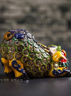 生肖猪陶b瓷交趾陶招财金猪摆件家居客厅装饰品工艺品礼品摆件送