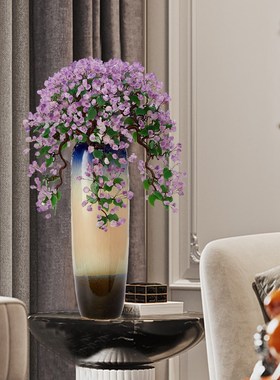 落地花瓶摆件紫水晶发财树摆件客厅玄关柜壁龛转角处高档乔迁新居