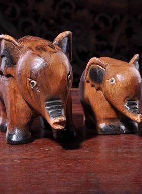 泰国进口实木大象桌面摆件招财家居饰品雕刻工艺品办公室桌面装饰