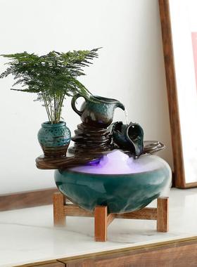 创意促财富小流水摆件现代简约多功能办公桌面茶几茶室客厅摆件