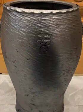 黑陶水波纹兰花盆透气沥水腰鼓盆手工民间传统工艺大理剑川发货