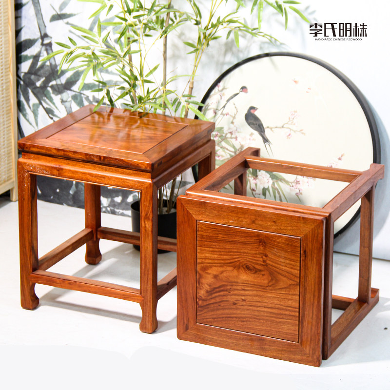 红木花梨刺猬紫檀餐凳实木化妆椅古筝凳中式洗脚凳换鞋凳四方凳,淘宝优惠券,粉丝福利购,淘宝优惠卷