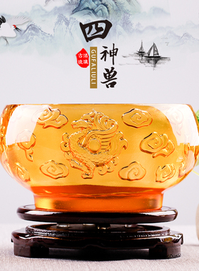 琉璃聚宝盆摆件四神兽招财存钱罐玄关装饰开业乔迁礼品中式工艺品