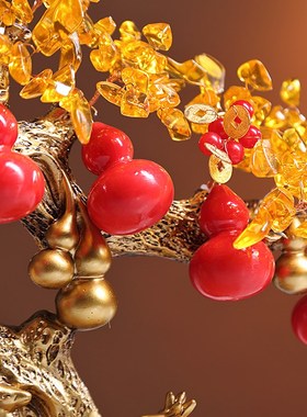 招财进宝发财树摆件客厅办公室前台装饰聚宝盆摇钱树乔迁开业礼品