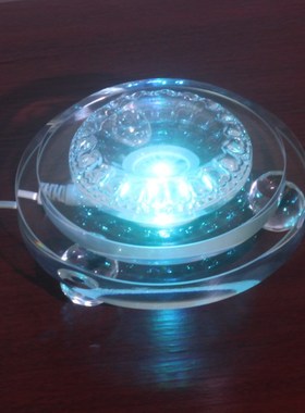 水晶球底座圆形插电七彩灯光幻彩自动变色凹面客厅书房桌面摆件