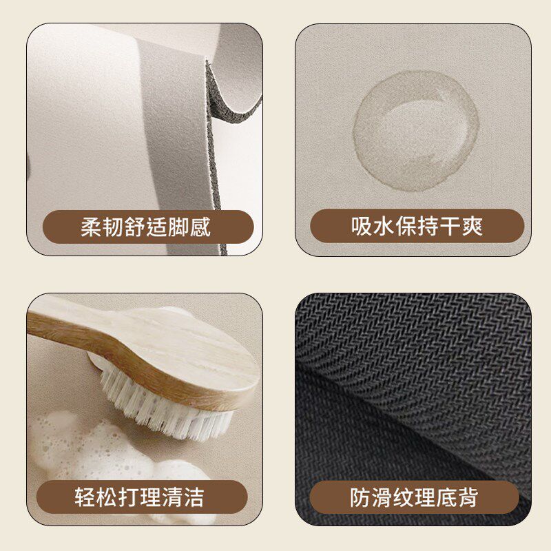 Cartoon floor mat L-shaped kitchen soft diatom mud absorbs water and oil E anti-slip foot mat special corner strip carpet new style