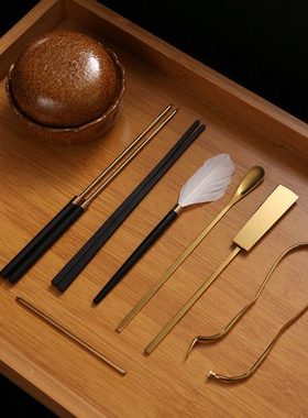 家用室内薰工具香篆香粉空薰用具铜镀金香勺香粉押日式香道七件套