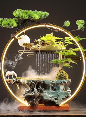 中式创意流水生财景观摆件家居客厅办公室桌面装饰品乔迁开 业送