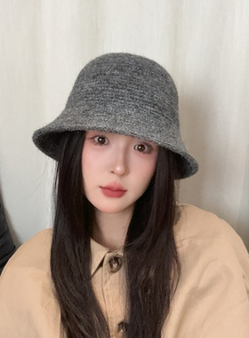 含羊毛女秋冬显脸小遮脸渔夫帽