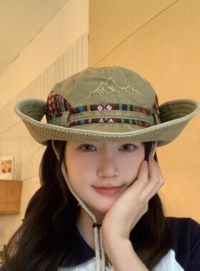 西部牛仔帽女夏季户外遮阳登山帽