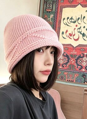 秋冬女大头围显脸小保暖毛线帽