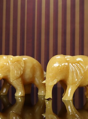 天然黄玉吸水大象办公室客厅玄关装饰工艺品招财摆件开业乔迁送礼
