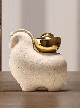 马上有钱办公室摆件新中式客厅玄关博古架酒柜装饰品开业乔迁礼物