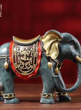 大明铜匠铜大象摆件吸水一对招财装饰办公室客厅玄关乔迁新居礼品