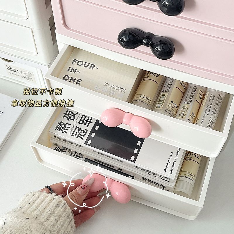 高颜值桌面收纳盒抽屉式大容量化妆品整理盒学生宿舍文具置物架 - 图2