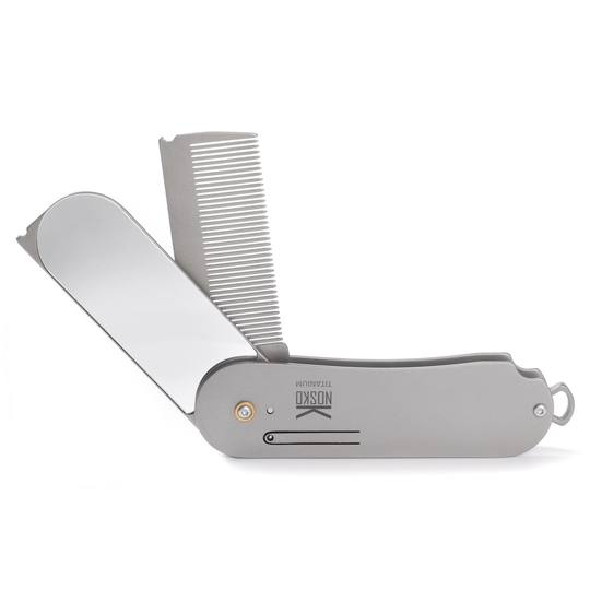 纯钛梳子镜子一体折叠镜梳折合便携镜梳可爱卡通密齿带化妆镜套装