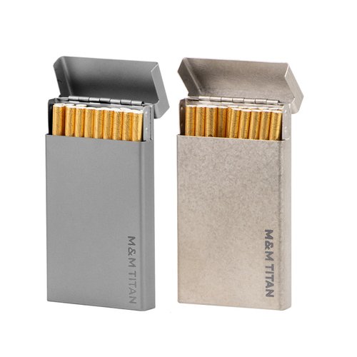 纯钛烟盒便携细支香烟盒超轻便携防挤压金属烟盒烟具香烟外盒定制 - 图3