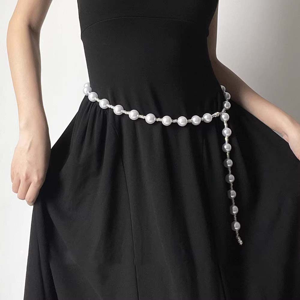 法式甜美优雅金属镶钻珍珠腰链女小香风百搭连衣裙链条细腰带腰饰,淘宝优惠券,粉丝福利购,淘宝优惠卷