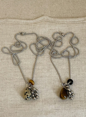 葡萄串天然石钛钢项链女不掉色