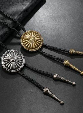 韩版衬衫复古民族风花纹项链配饰波洛领绳男女长款时尚吊坠挂饰品