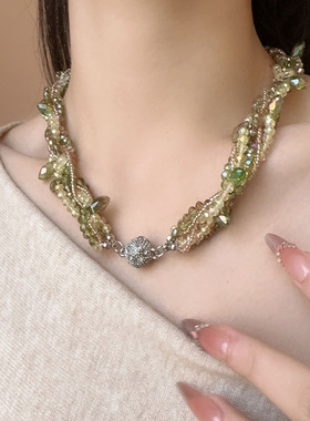 欧美风多层缠绕米珠串珠项链女