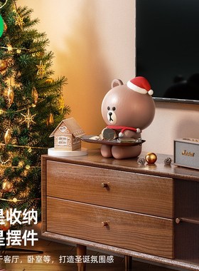 布朗熊圣诞桌面摆件浴室卡通可爱个性摆件生日乔迁送礼装饰品