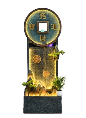 中式流水喷泉摆件招财水景店铺装饰酒店办公室大厅装饰品开业礼品
