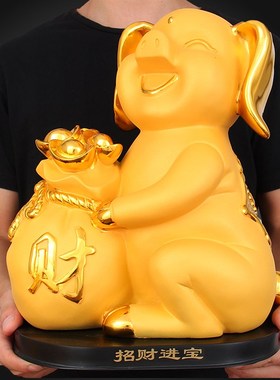 招财进宝猪摆件可爱生肖金猪聚宝盆工艺品办公室摆设店铺开业礼品