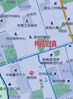 2024新款闵行区地图贴图办公室挂图高清防水装饰画