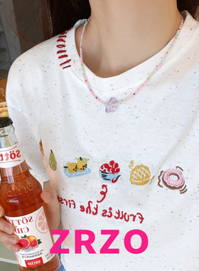 ZRZO彩色米珠花朵项链