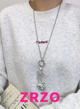 甜酷风银色气球狗吊坠