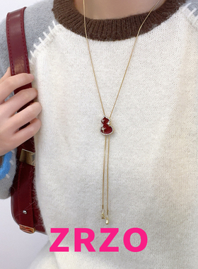ZRZO红色葫芦可抽拉项链
