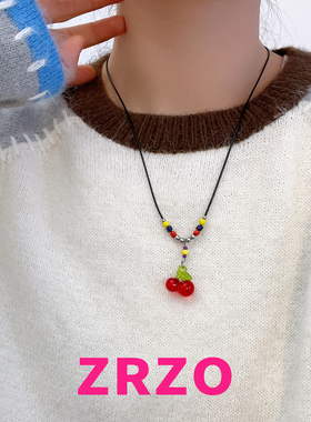 ZRZO甜美红色樱桃项链