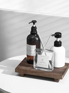 木质装饰托 托盘、黑胡桃色拖底座实木摆件长方形托 托架家居展示