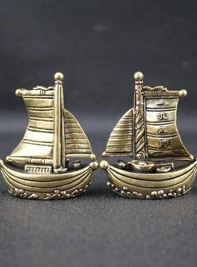 纯黄铜一帆风顺帆船家居办公室桌面摆件帆船工艺礼品摆饰装饰品黄