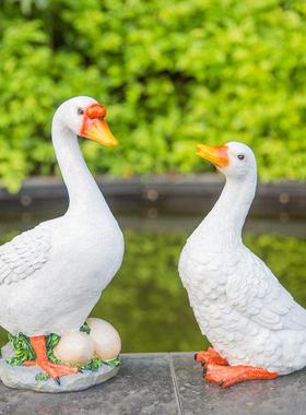 花园庭院装饰仿真鸭子摆件树脂动物雕塑景观工艺品户外鹅别墅田园