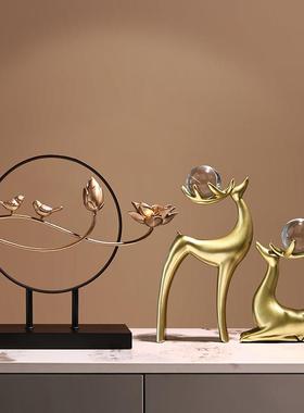 水晶球麋鹿摆件家居饰品现代客厅高档酒柜电视柜软装乔迁新居礼物