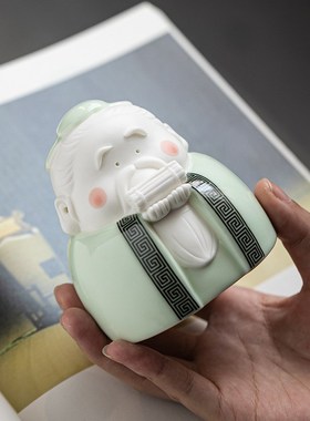 曲阜孔庙孔夫子像工艺陶瓷摆件中C式可爱教师节礼物书房桌面装饰