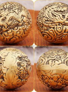 3.8cm纯黄铜龙凤手球一对手握球金属手把件男士转转球健身手盘球