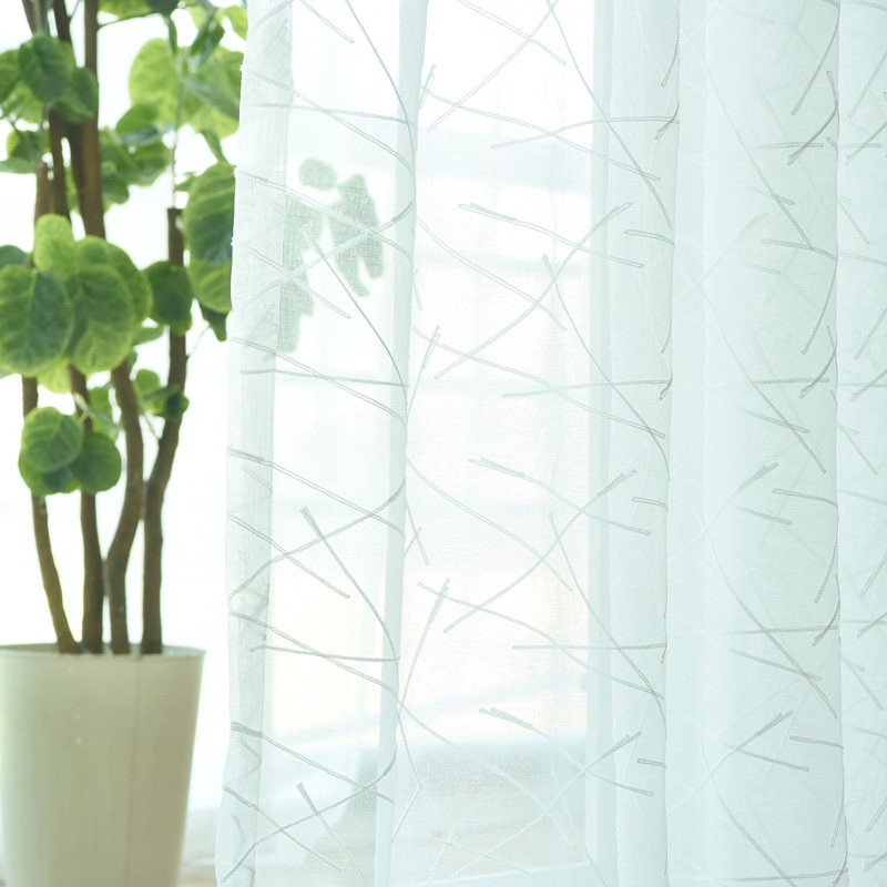 小清新叶子绣花窗纱半遮光窗帘布客厅卧室阳台飘窗成品纱帘定做,淘宝优惠券,粉丝福利购,淘宝优惠卷